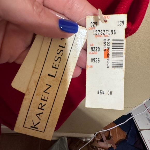 Karen Lessly Vintage Red Sleeveless V-Neck Gold Buttons Sweater Dress Plus Sz 2X - Picture 7 of 14